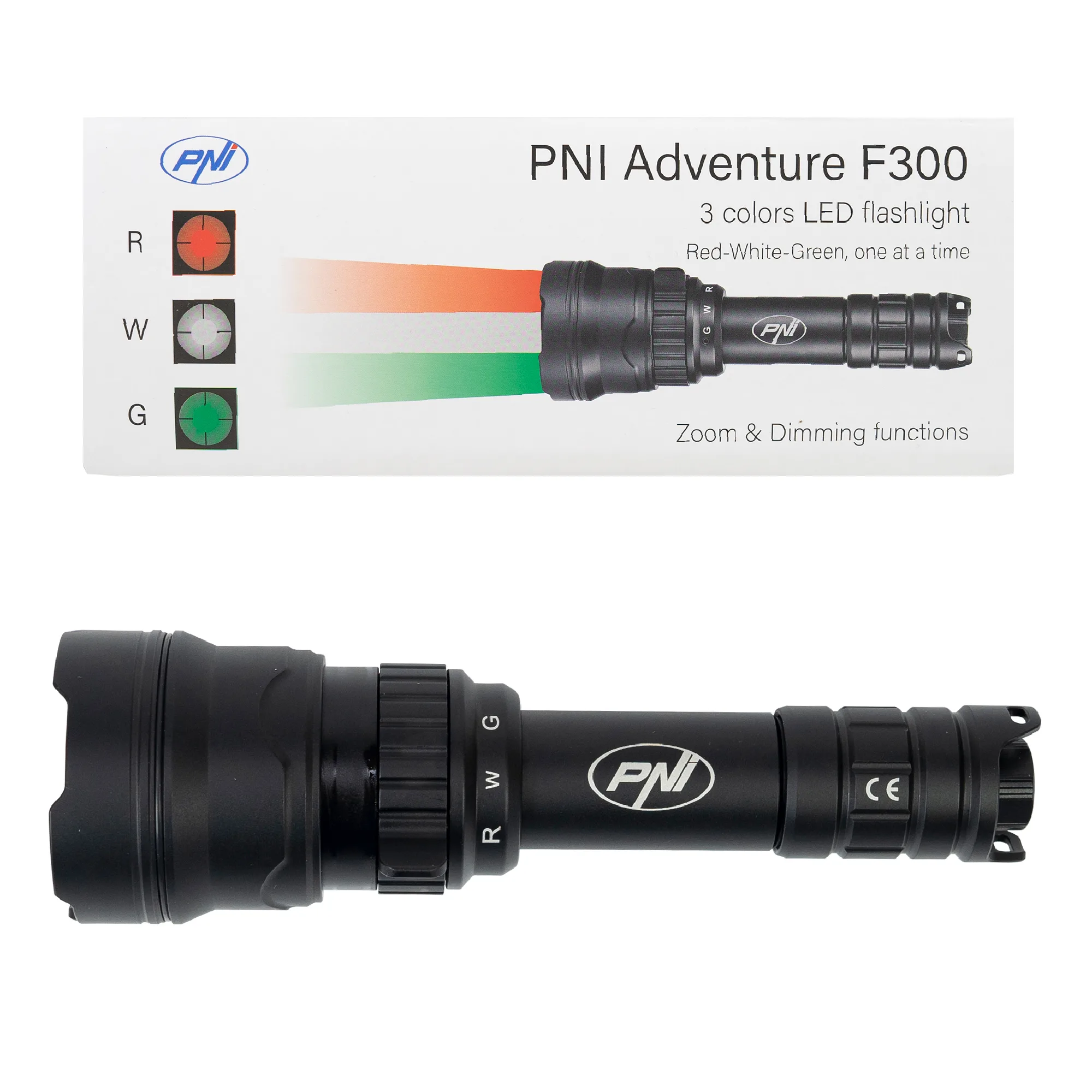 PNI Adventure F300 LED 3-kleuren Zaklamp