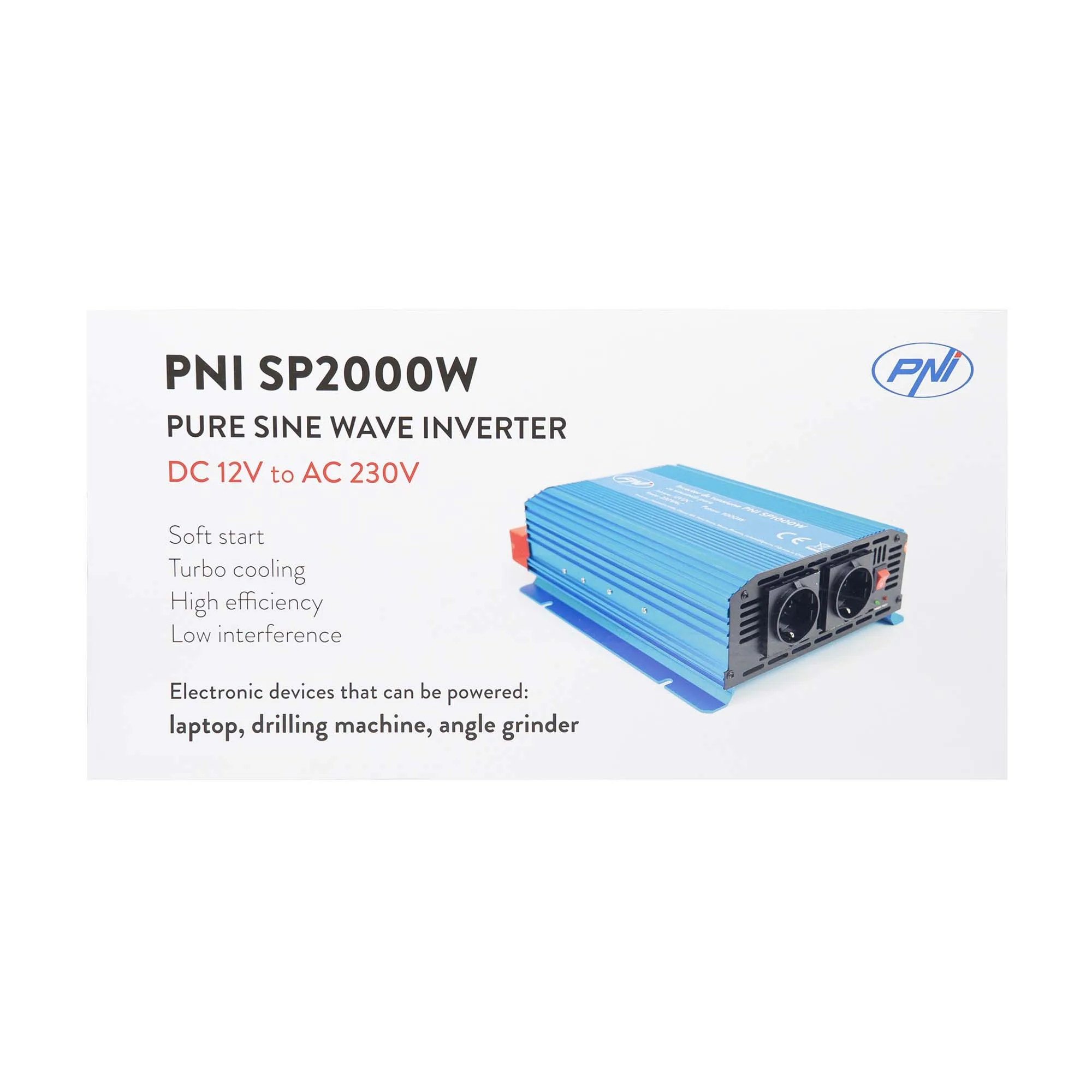 PNI SP2000W Zuivere Sinus Omvormer 12V DC-230V AC