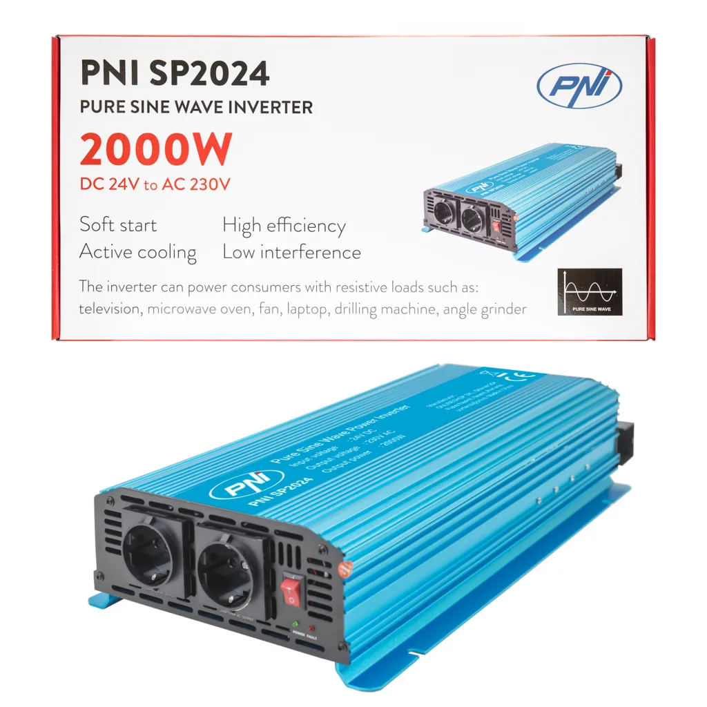 PNI SP2024 Zuivere Sinus Omvormer 2000W 24V DC-230V AC
